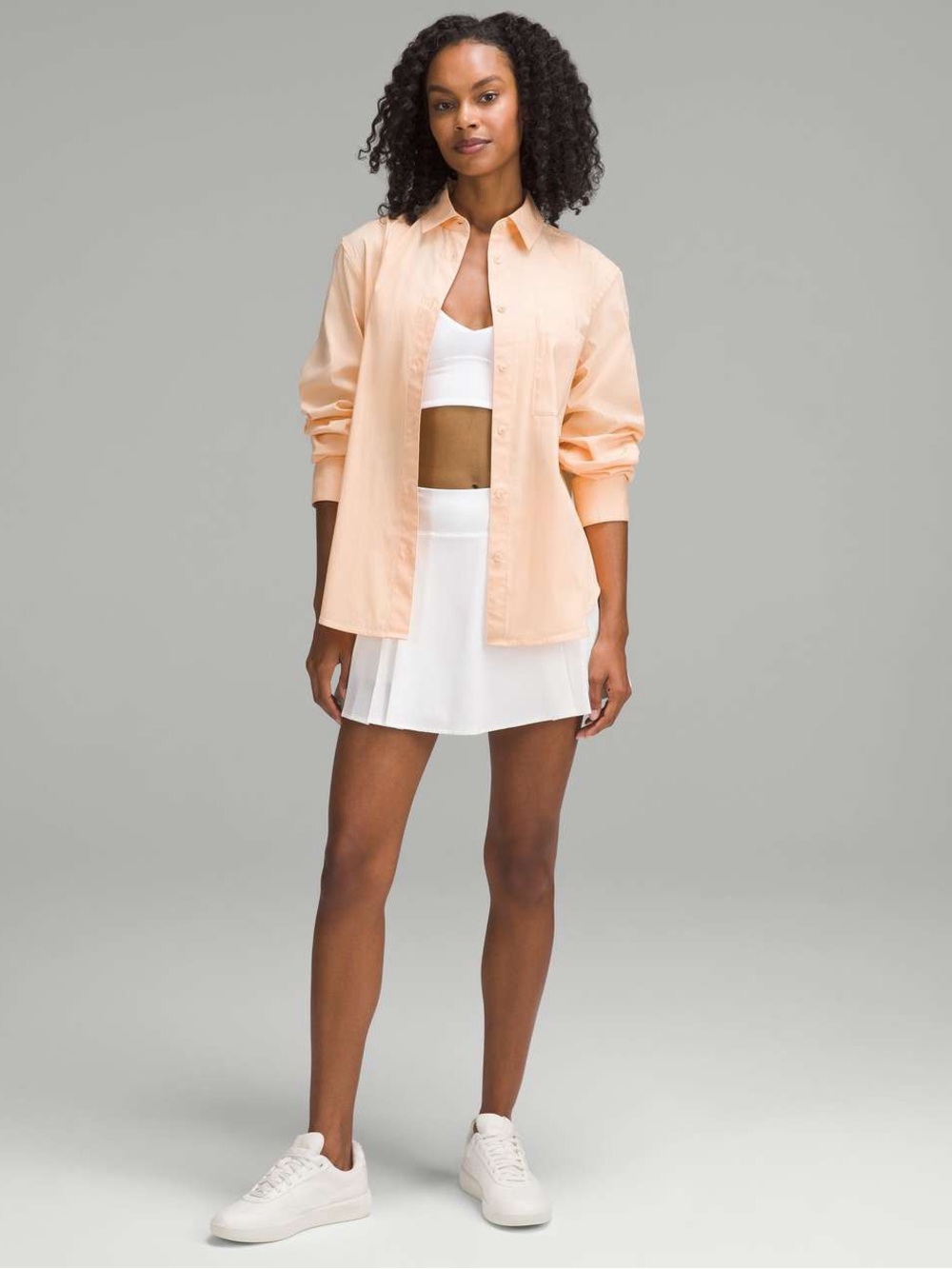 Lululemon Relaxed-Fit Cotton-Blend Poplin Button-Down Shirt - Peach Bellini